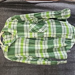 AMERICAN EAGLE AERIE Green Plaid Flannel Super Soft Size XL